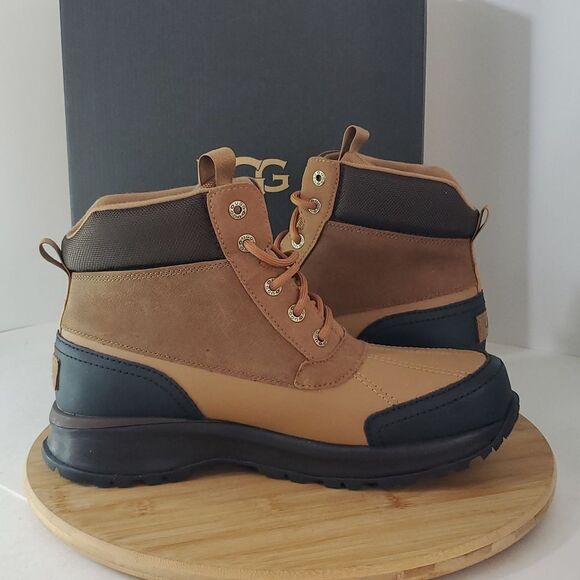 UGG Emmett Waterproof Leather Duckboot Chestnut Men's Size 9 NIB - Picture 6 of 13